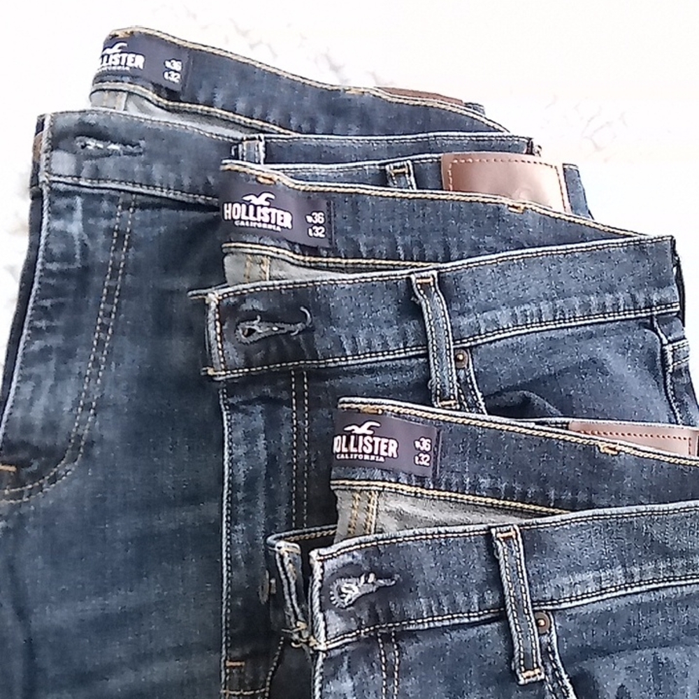 Hollister Men's Dark Blue Skinny Jeans 36w  32L  2 Pair